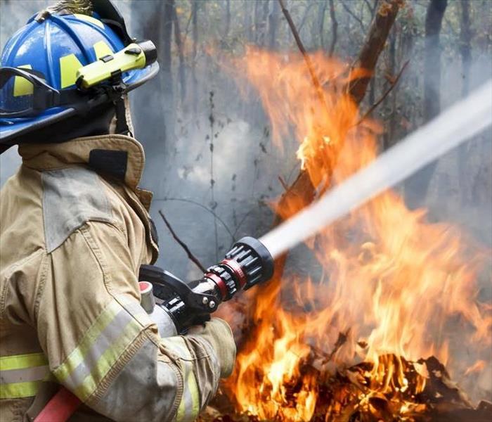 A Firefighter putting out a Fire