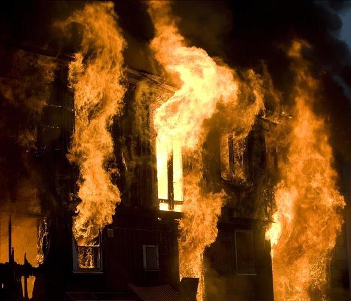 Image of a house on fire.